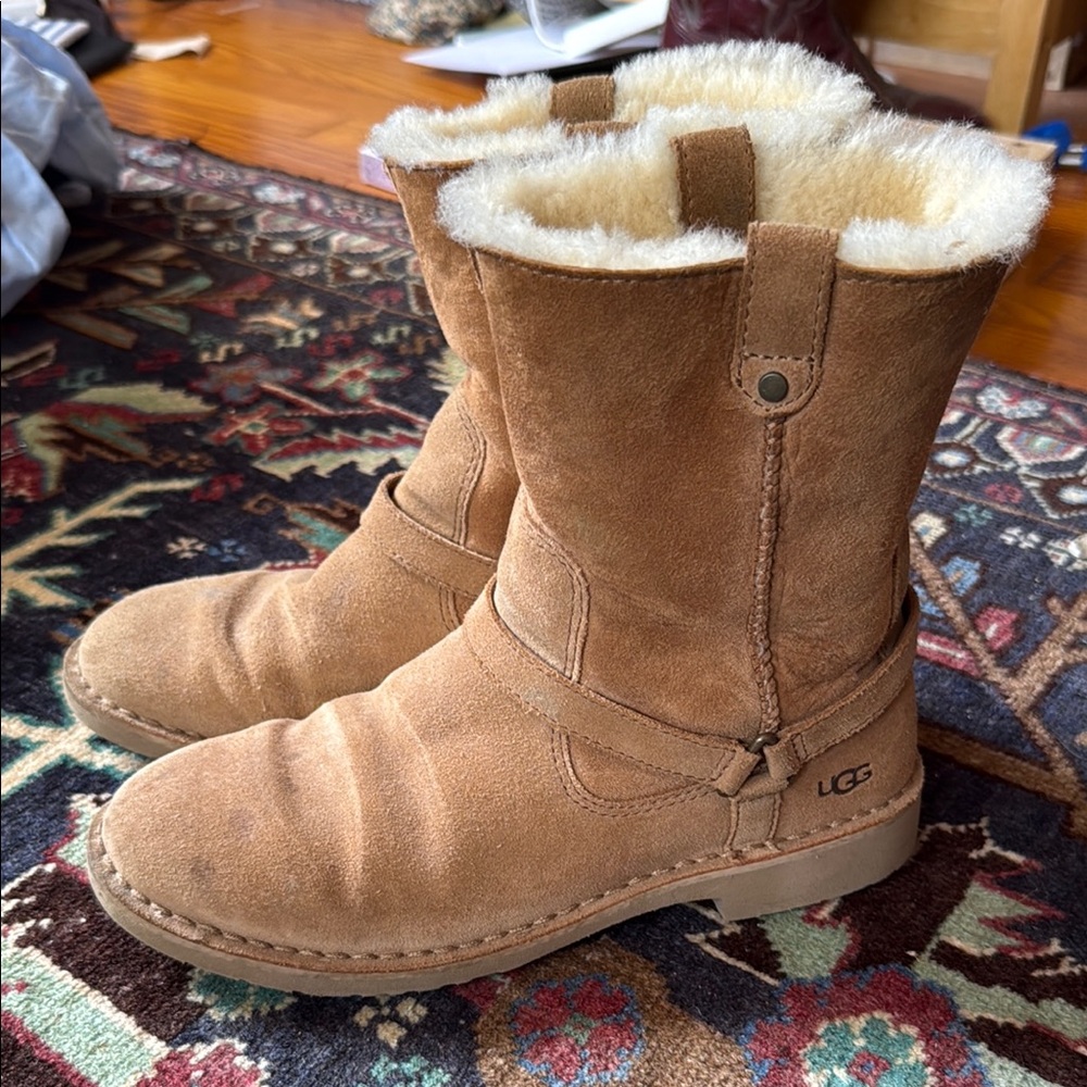 UGG Tan Suede Shearling Boots